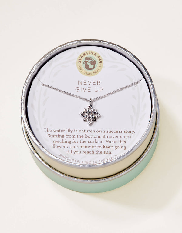 Spartina 449 Sea La Vie 18” Necklace -Never Give Up/Lotus-Silver