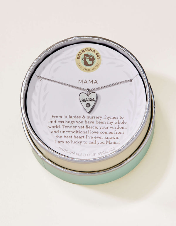 Spartina 449 Sea La Vie 18" Necklace - Mama/Heart-Silver