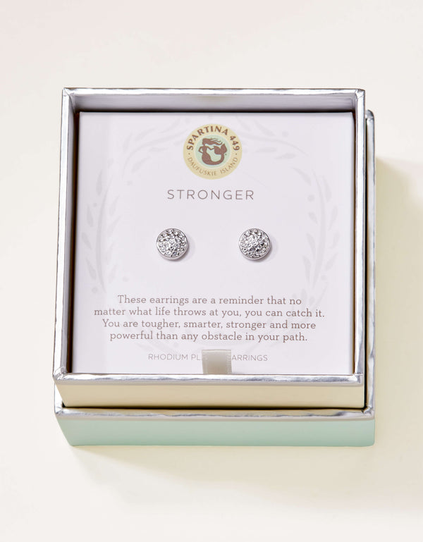 Spartina 449 Sea la Vie Stud Earrings - Stronger/Pave Disk-Silver