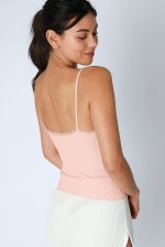 Niki Biki Lace Trim Texture Cami-Peachy Pink