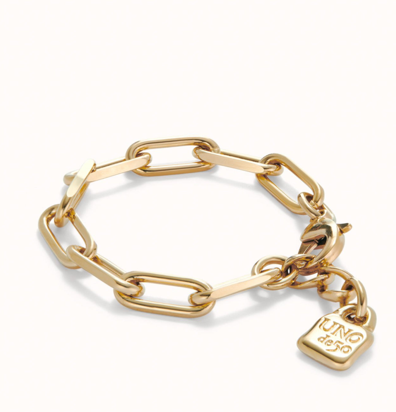Uno de 50 "Be Brave" Large Paperclip Chain Bracelet-Gold