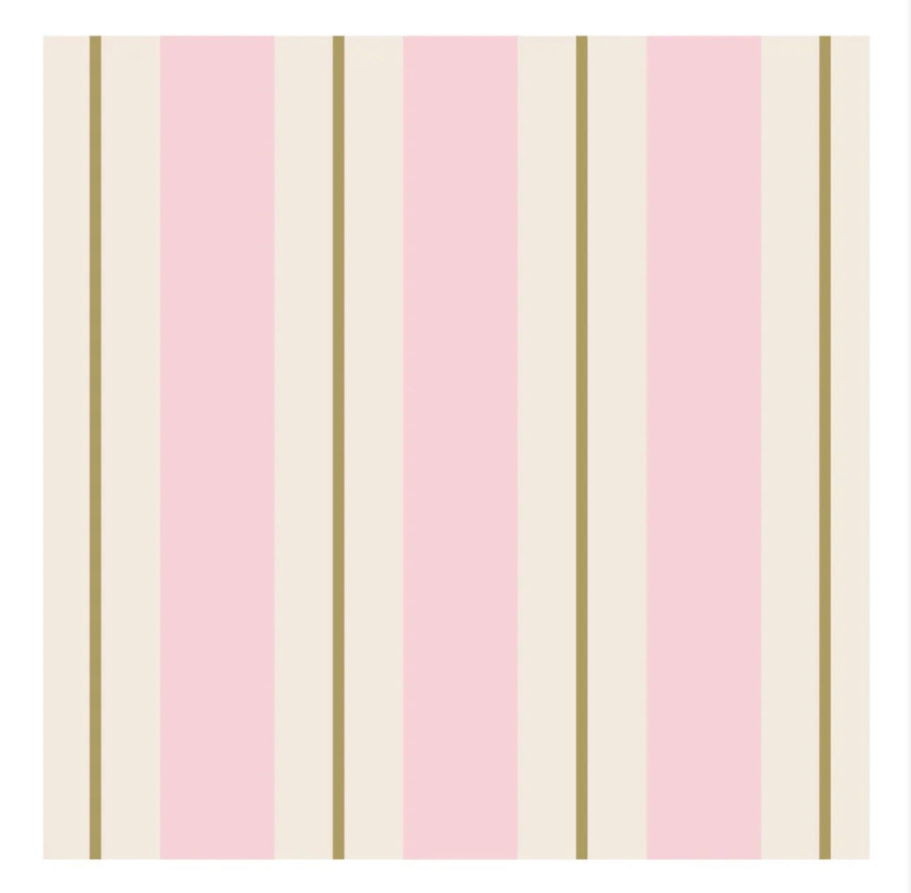 Hester & Cook "Pink & Gold Awning Stripe" Cocktail Napkin