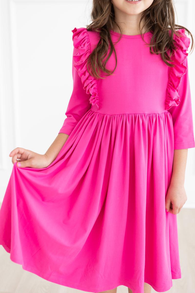 Mila & Rose Ruffle Twirl Dress-Hot Pink