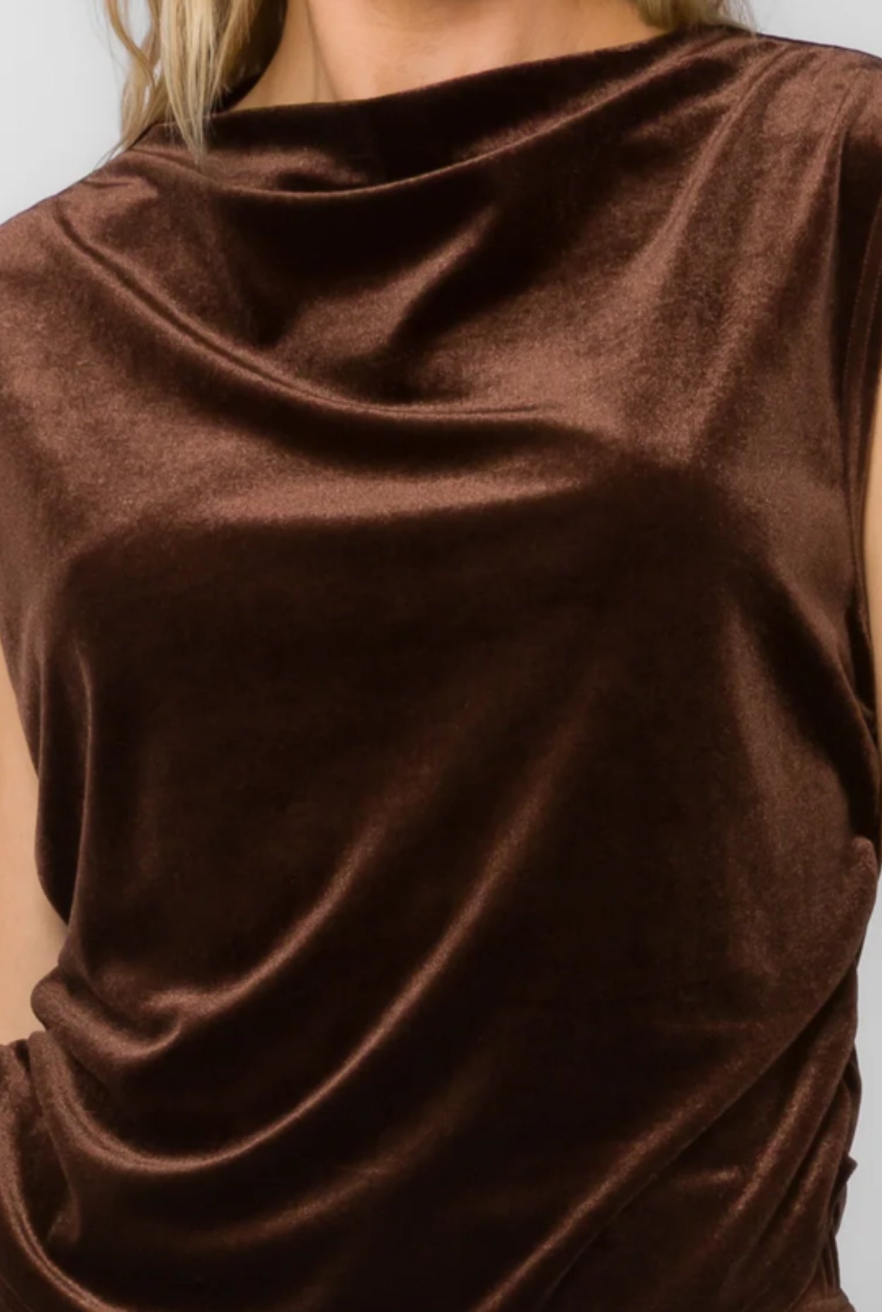 Velvet Heart "Leveli" Sleeveless Mock Neck Top-Brown Velvet