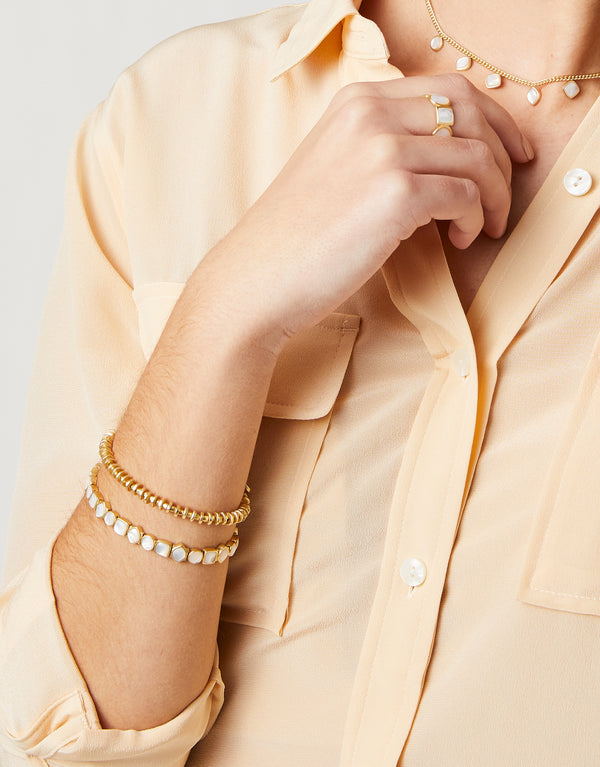 Spartina 449 Stretch Bracelet 5mm-Gold Disk