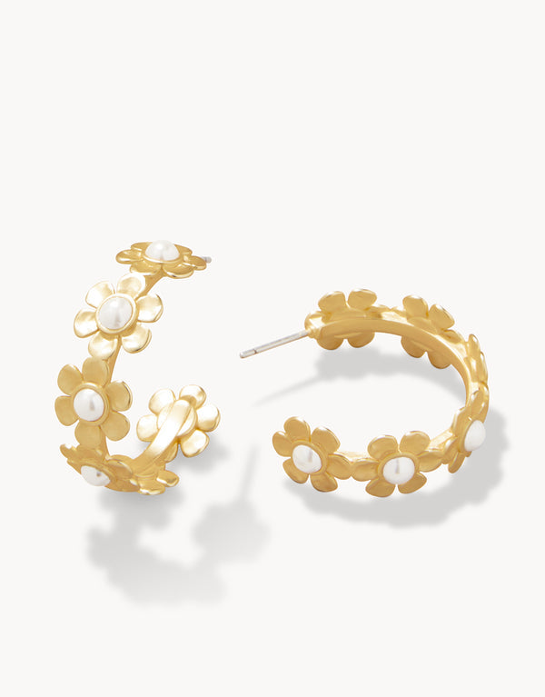 Spartina 449 Primrose Hoop Earrings- Pearl