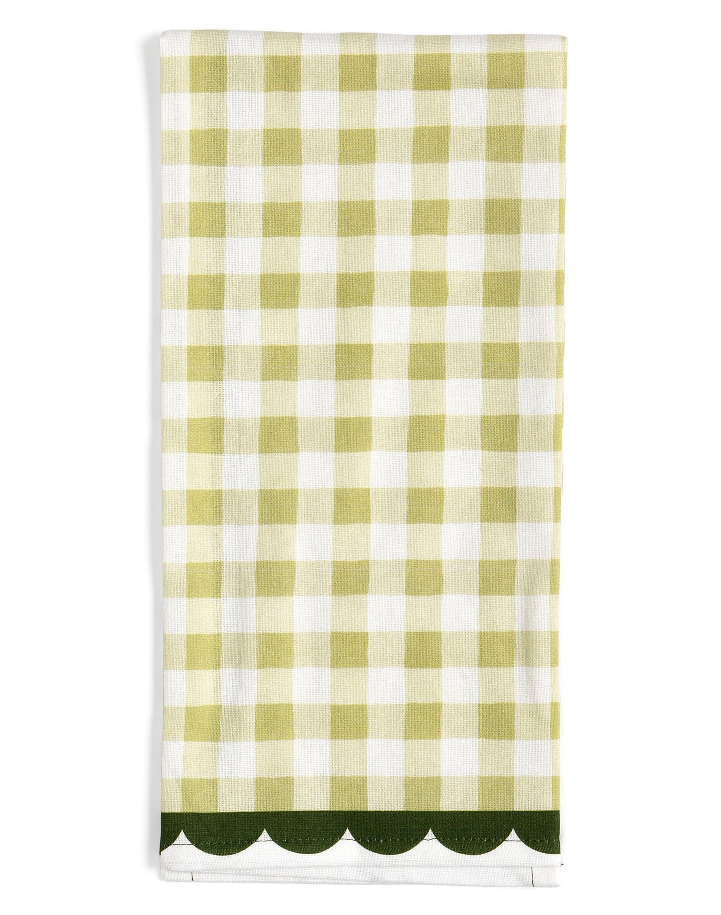 Paper Farm Press "Green Gingham" Scalloped Tea Towel