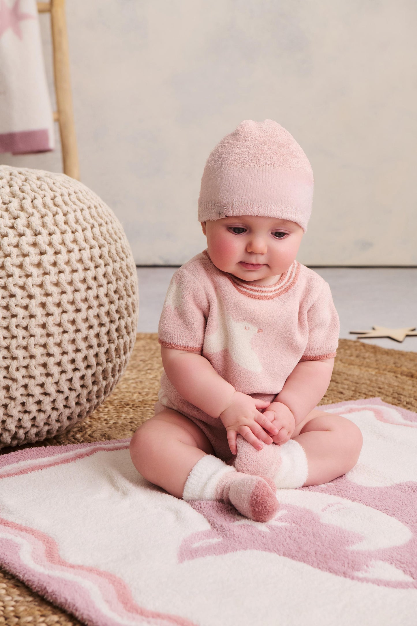 Barefoot Dreams CozyChic Lite® Baby Sock Stripe 2 pc. Set-Dusty Rose Multi