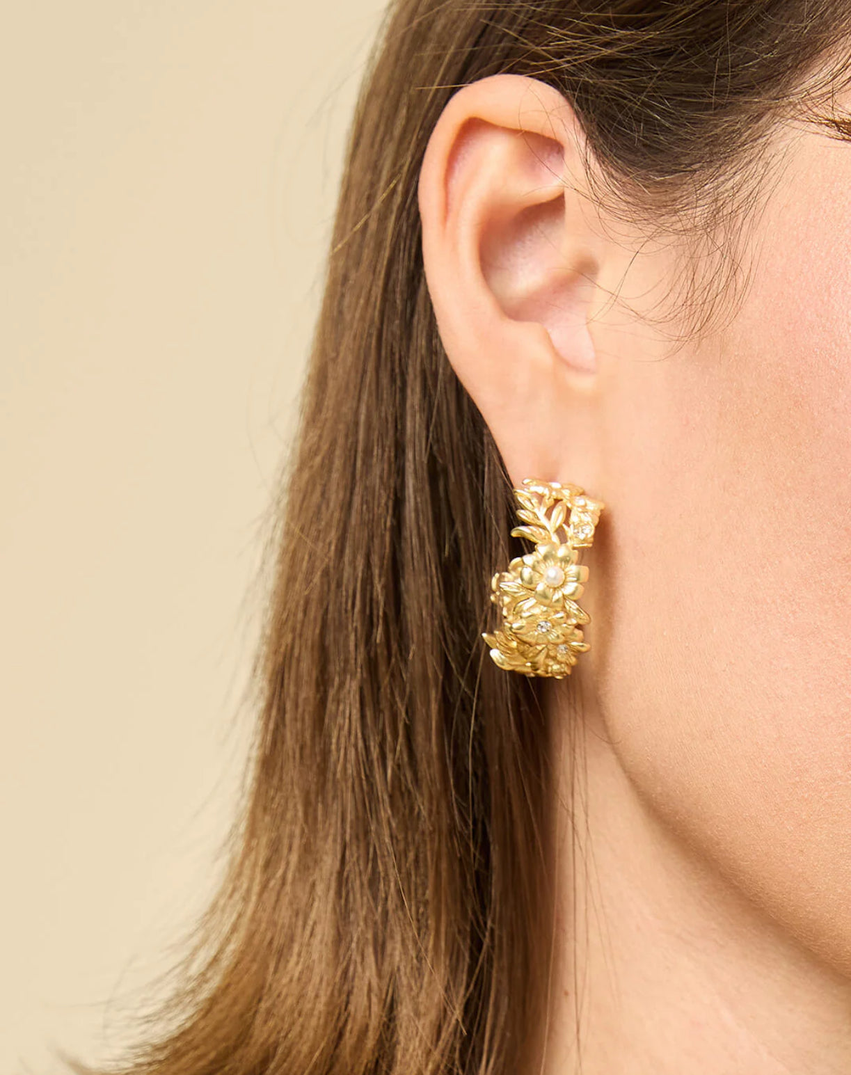 Spartina 449 Posy Party Hoop Earrings-Gold