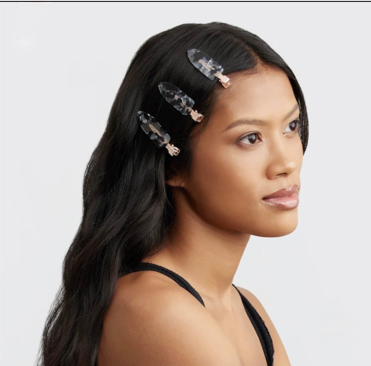 Kitsch Creaseless Hair Clip 4-Piece Set-Black Terrazzo