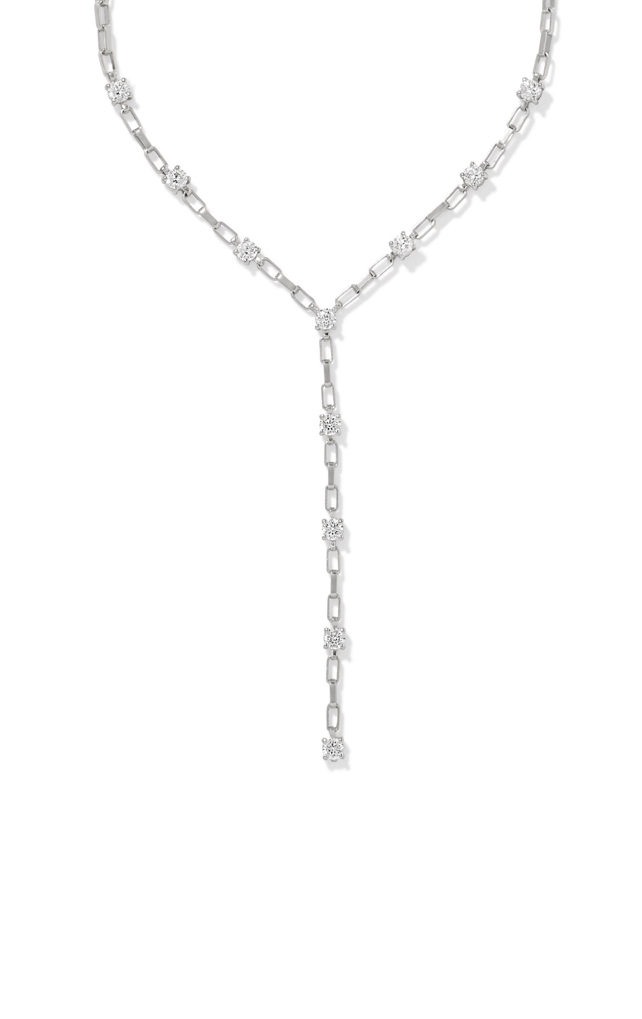 Kendra Scott Lexi Y Necklace-Silver White Crystal