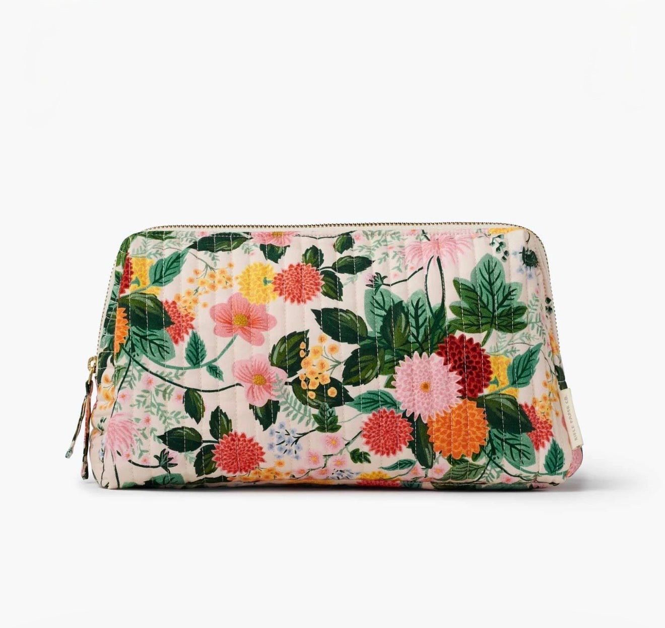 Rifle Paper Co. "Dahlia" Quilted Cosmetic Pouch-Large