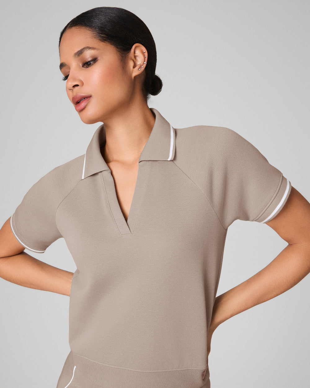 Spanx SPANX® AirEssentials Pique Polo Top -Ash