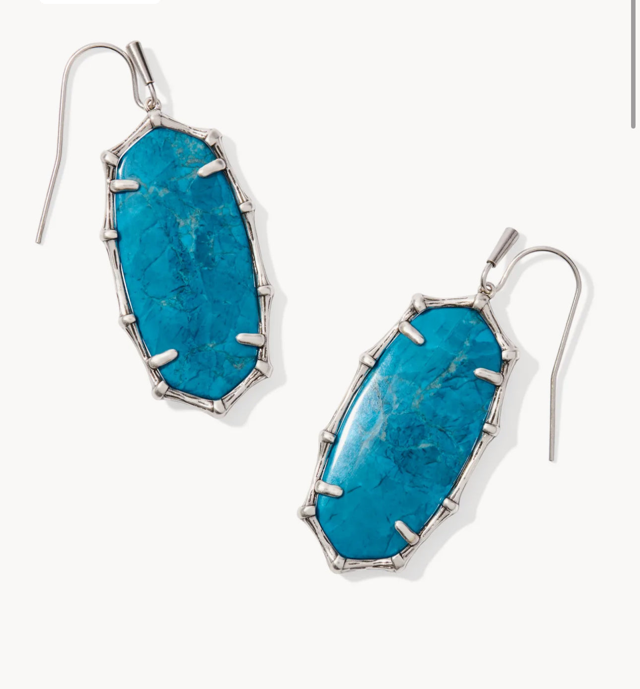 Kendra Scott Elle Bamboo Frame Drop Earring-Silver Variegated Indigo