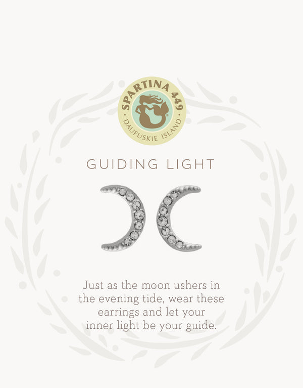 Spartina 449 SLV Stud Earrings- Guiding Light/Crescent-Silver