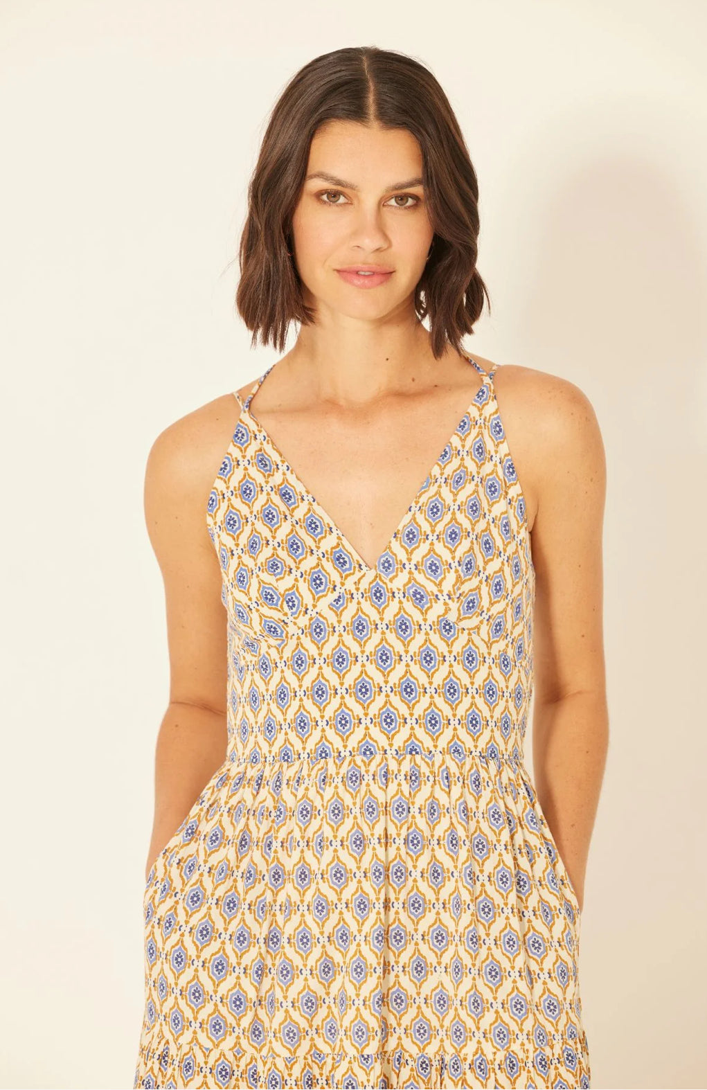 Bila 77 “Majorca” Dress- Camel/Blue