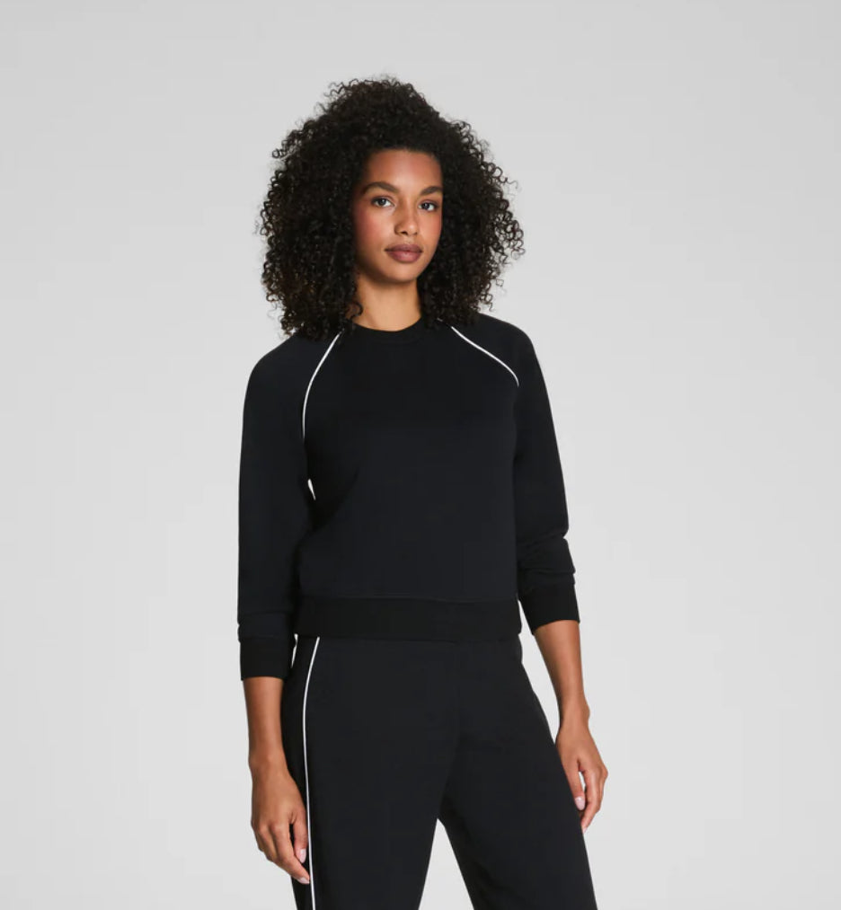 Spanx AirPique Crewneck Top - Very Black