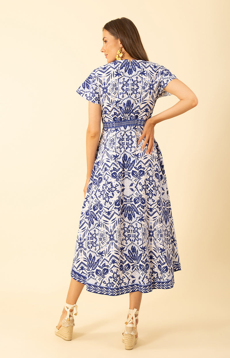 Hale Bob "Galilea" Poplin Dress-Blue