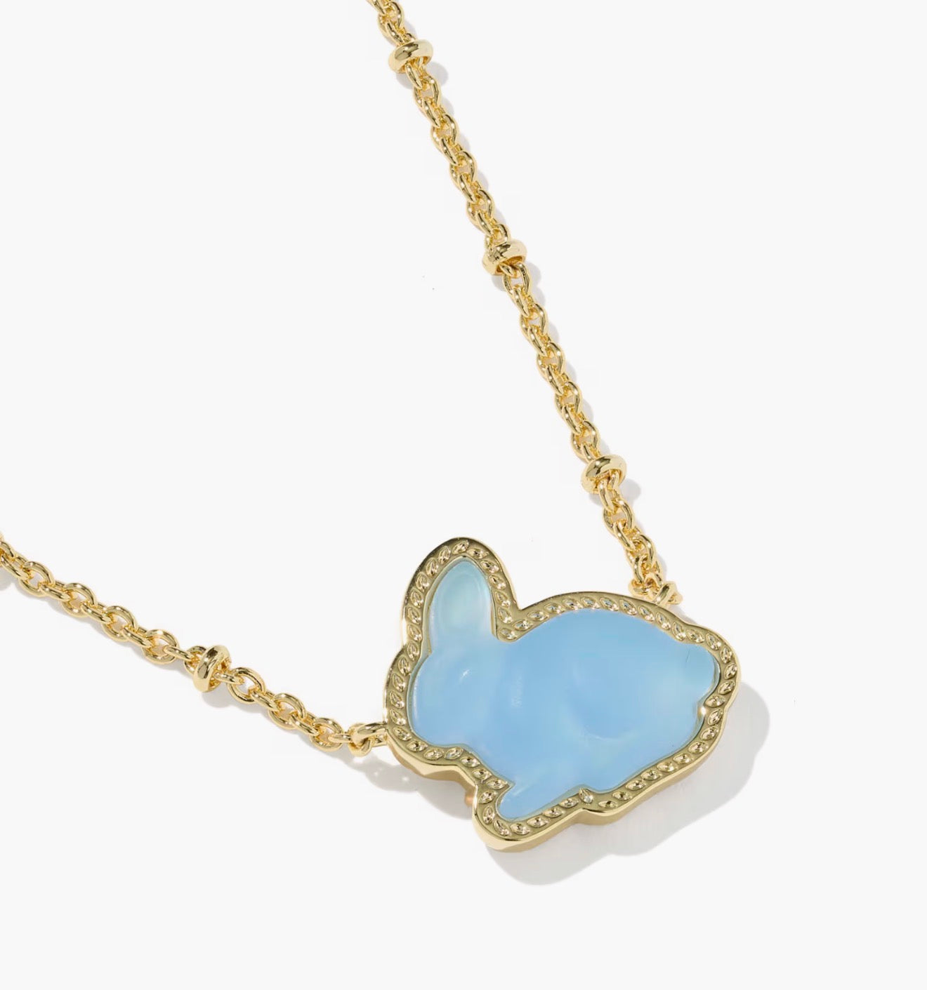 Kendra Scott Bunny Short Pendant Necklace-Gold Matte Light Blue Diochroic