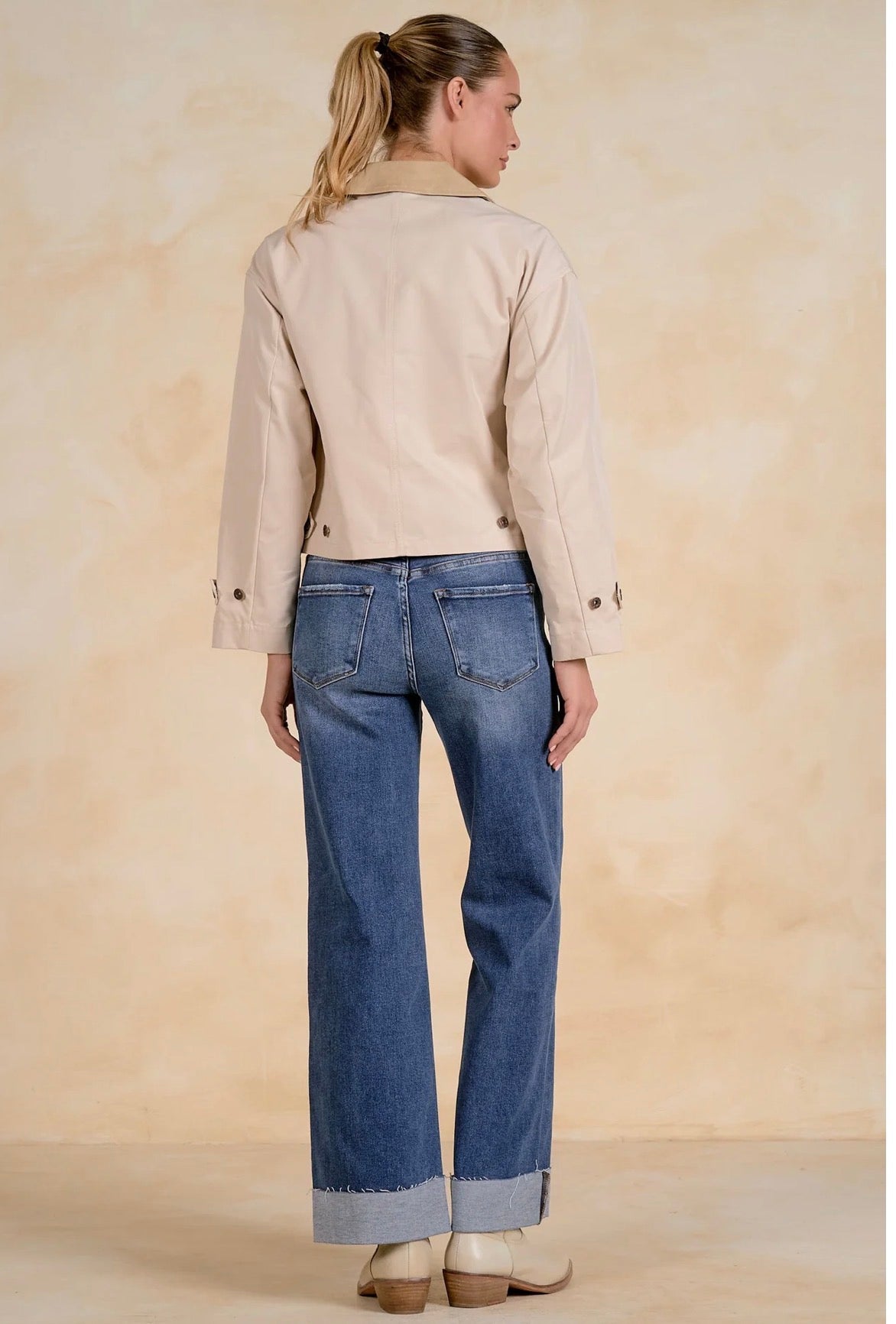 Elan “Gemma” Short Trench Jacket-Natural