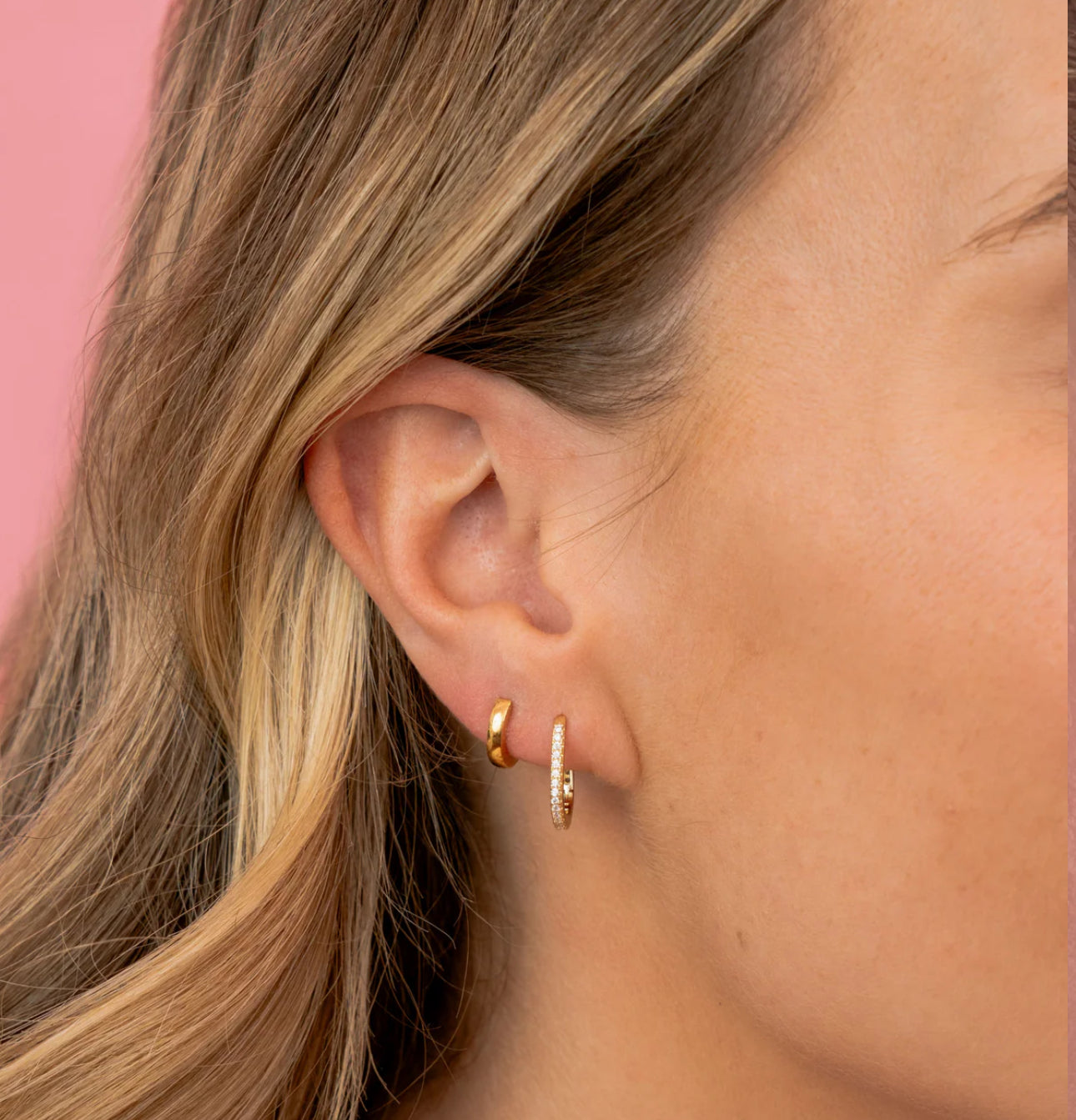LeMel Paperclip CZ Huggie Earrings