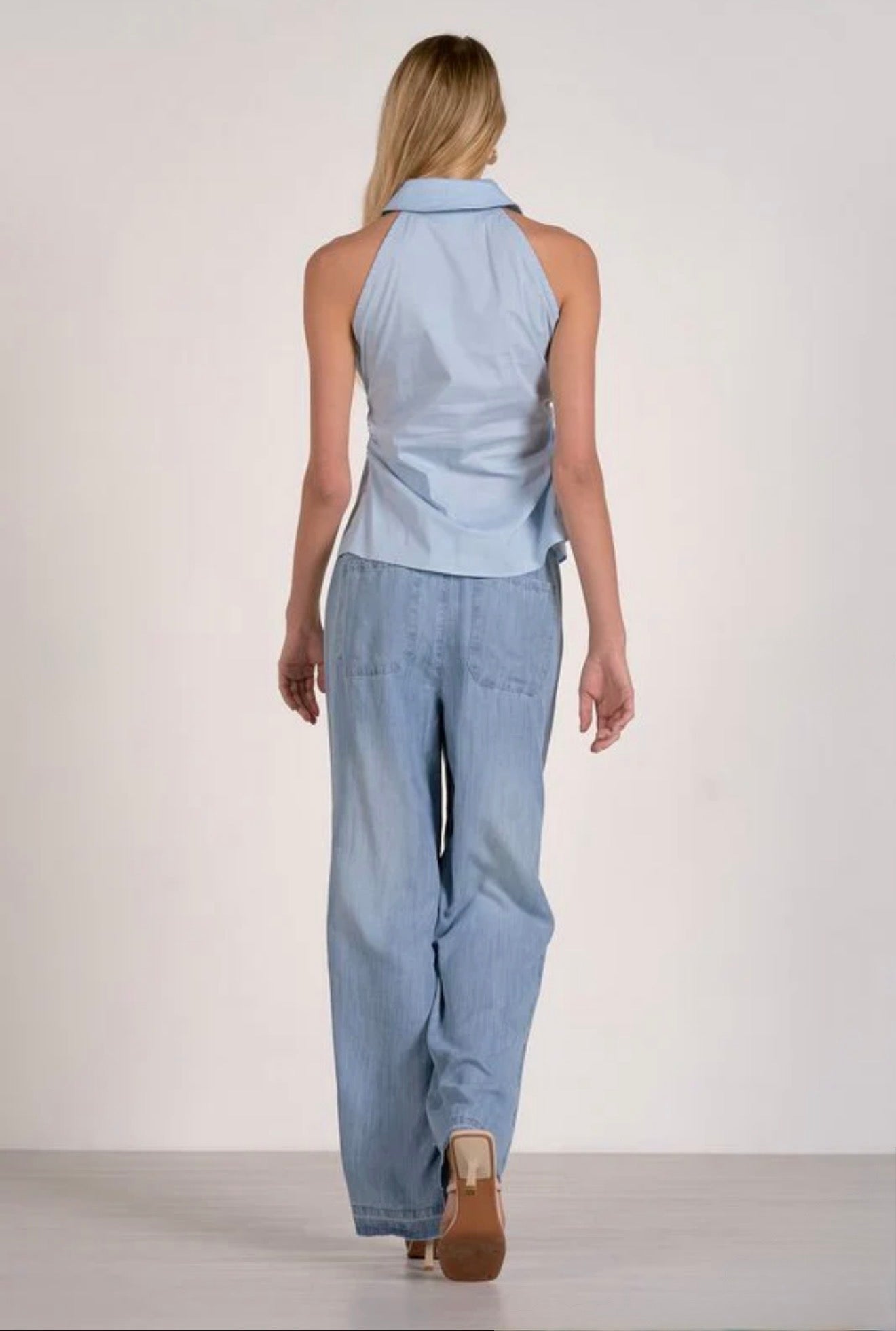 Elan “Posie” Sleeveless Top-Light Blue