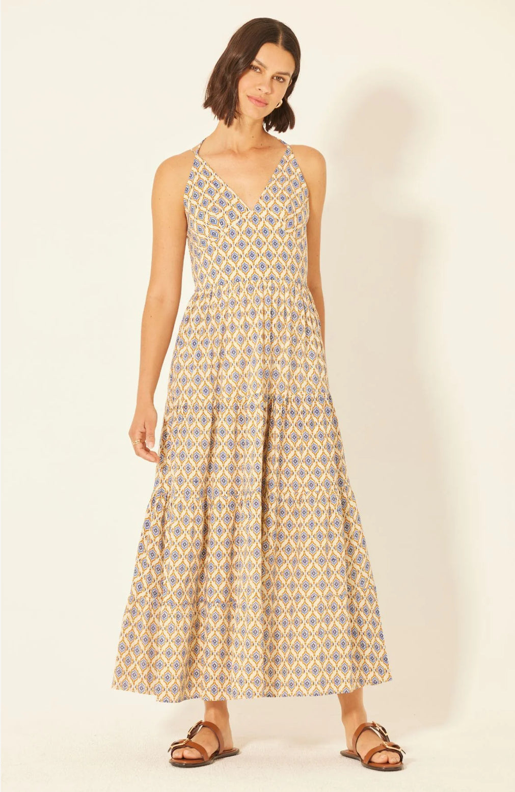 Bila 77 “Majorca” Dress- Camel/Blue