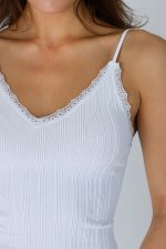 Niki Biki Lace Trim Texture Cami-White