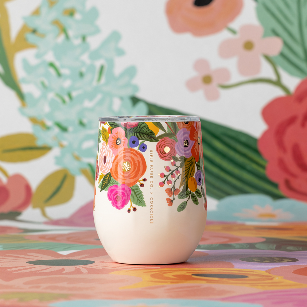 Corkcicle x Rifle Paper Co. “Garden Party Cream”- 12oz Stemless Tumbler