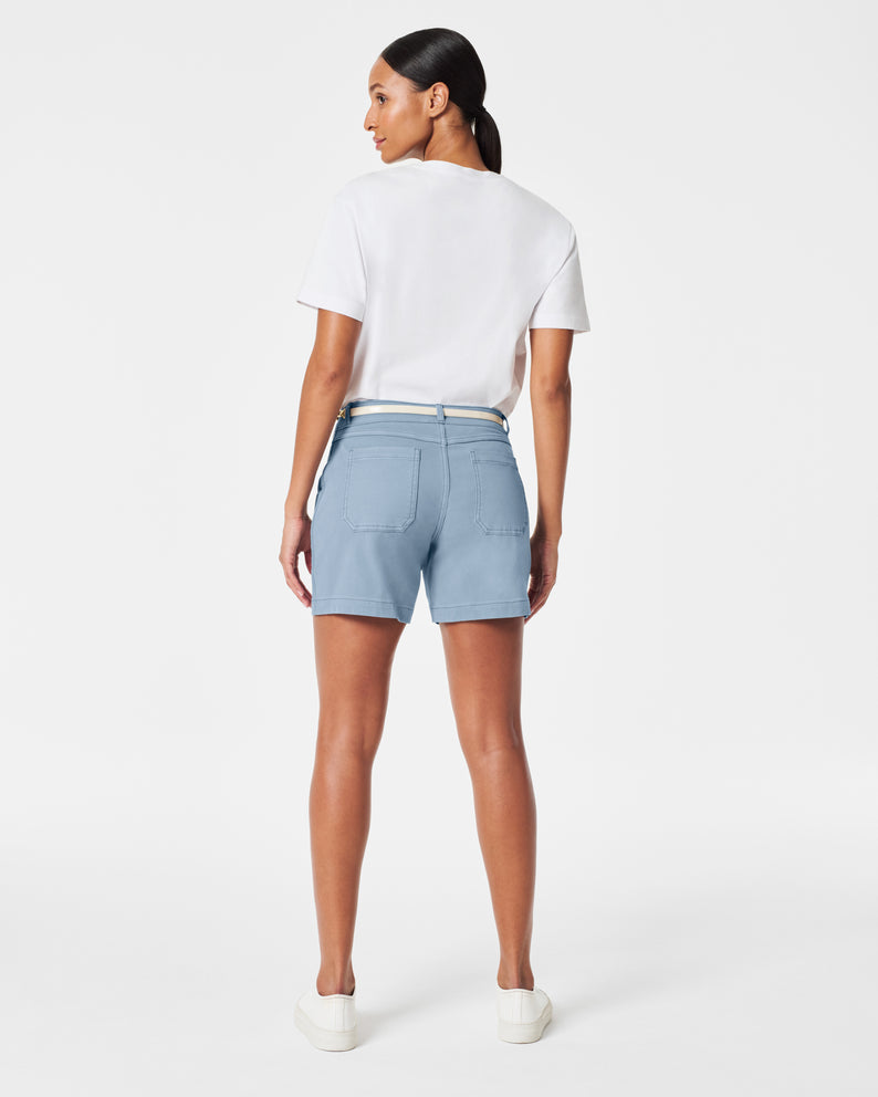 Spanx Stretch Twill Shorts, 6"-Mountain Blue