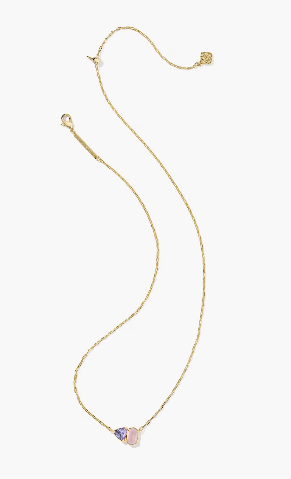 Kendra Scott Tatum Short Pendant Necklace-Gold Purple Mix