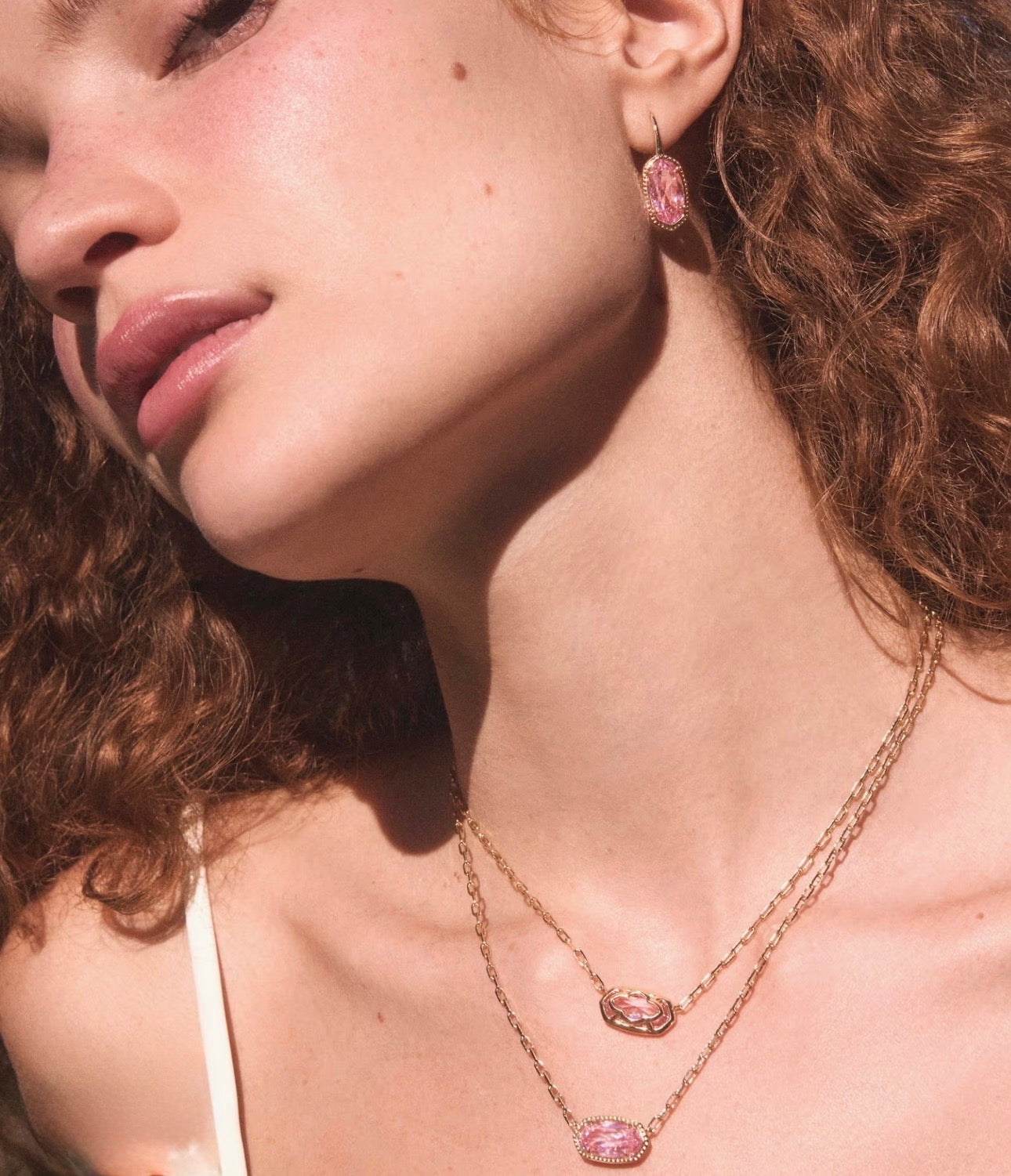 Kendra Scott Elisa Luxe Short Pendant Necklace-Gold Light Pink CZ