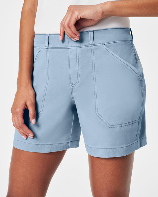 Spanx Stretch Twill Shorts, 6"-Mountain Blue