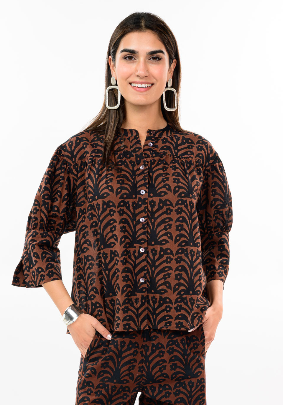 Uncle Frank Poet Shirt-Black/Brown