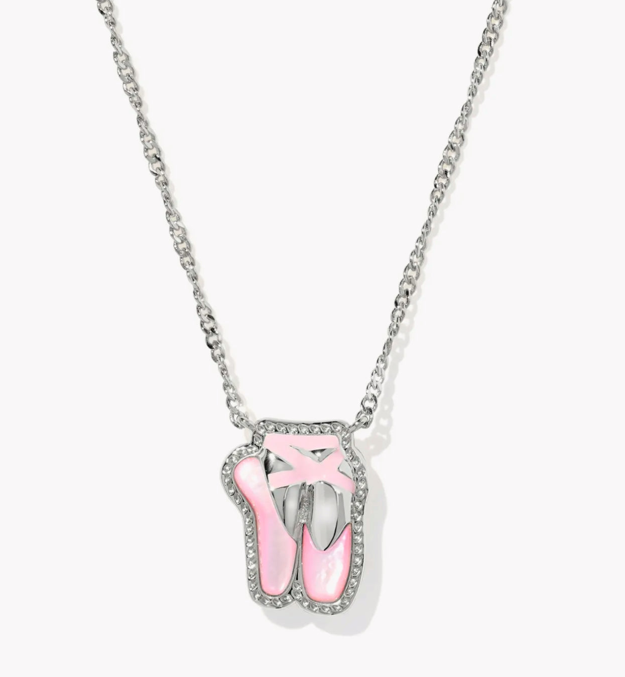 Kendra Scott Ballet Short Pendant Necklace-Silver Blush MOP