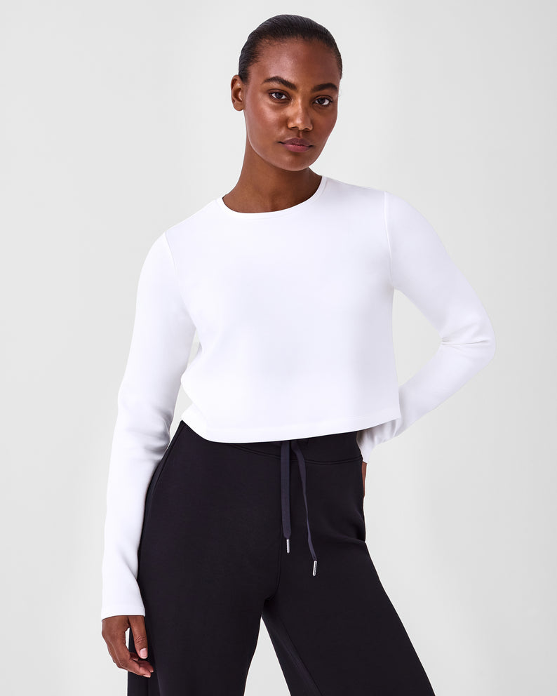 Spanx AirEssentials Cropped Long Sleeve Top-Powder