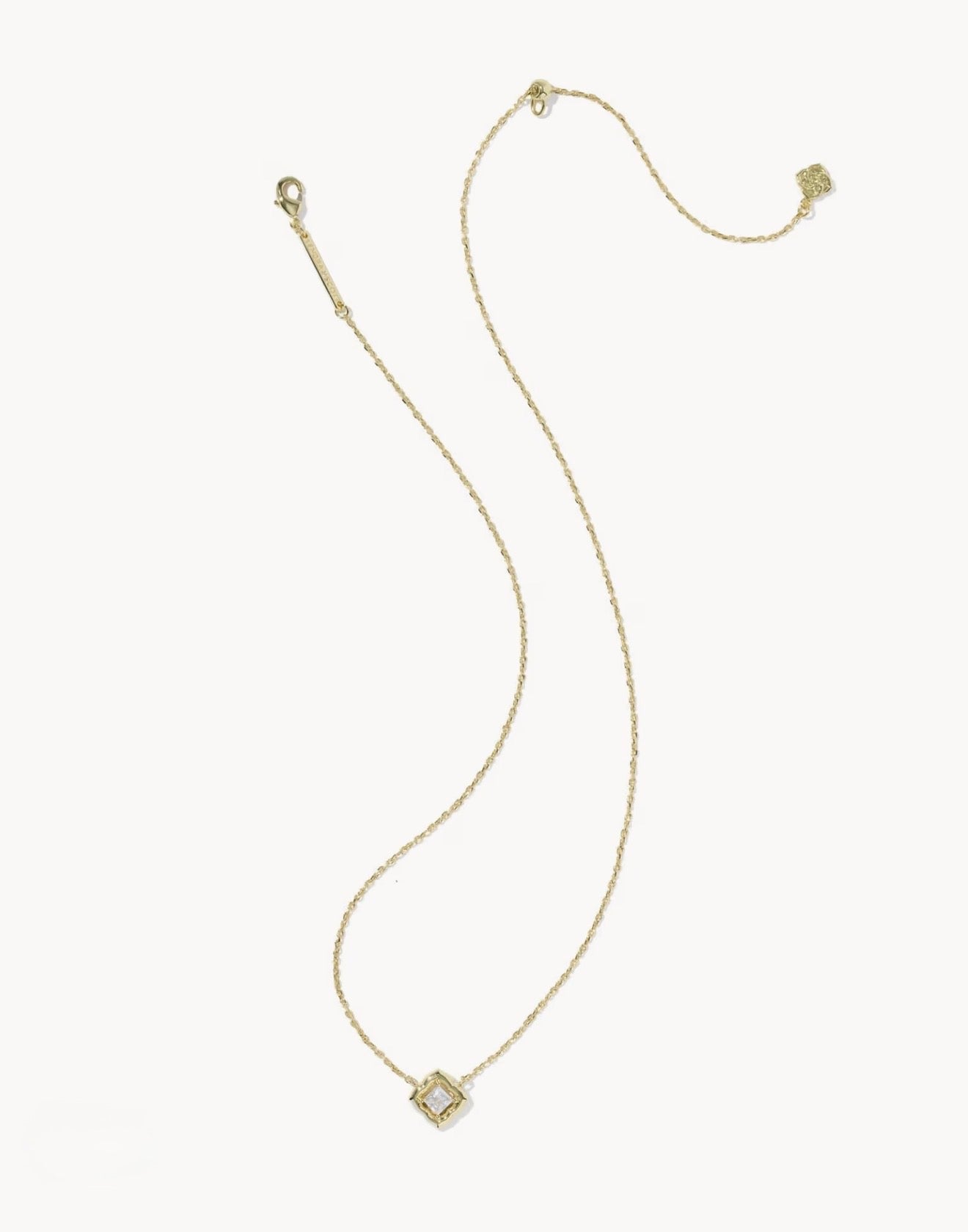 Kendra Scott Mallory Crystal Pendant Necklace-Gold White CZ