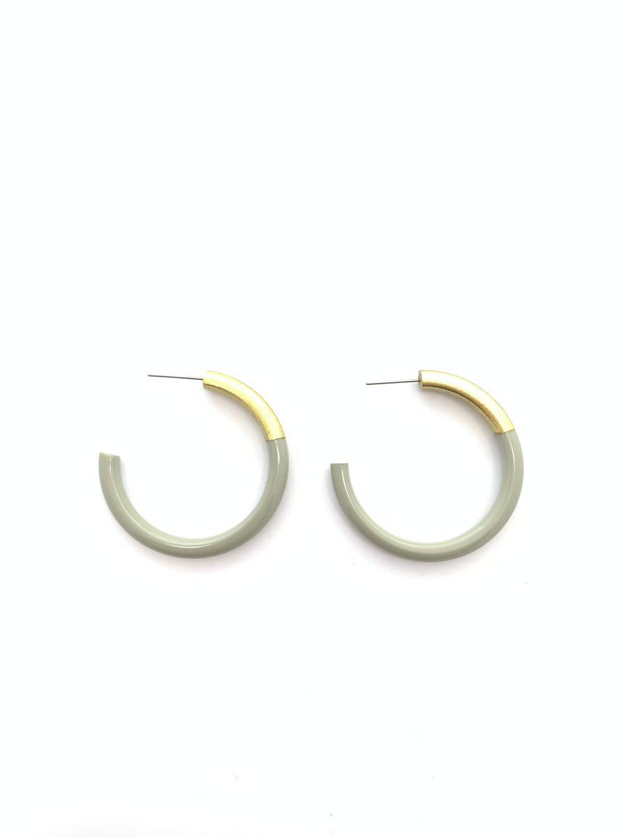 Accessory Jane "Liz" Medium Hoops-Sage Gray