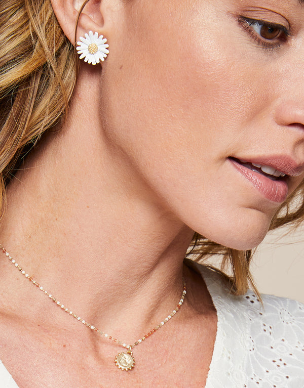 Spartina 449 Daisy Stud Earrings-White