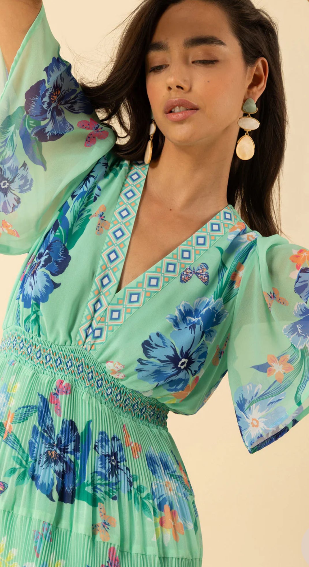 Hale Bob “Angie” Chiffon Maxi Dress-Mint