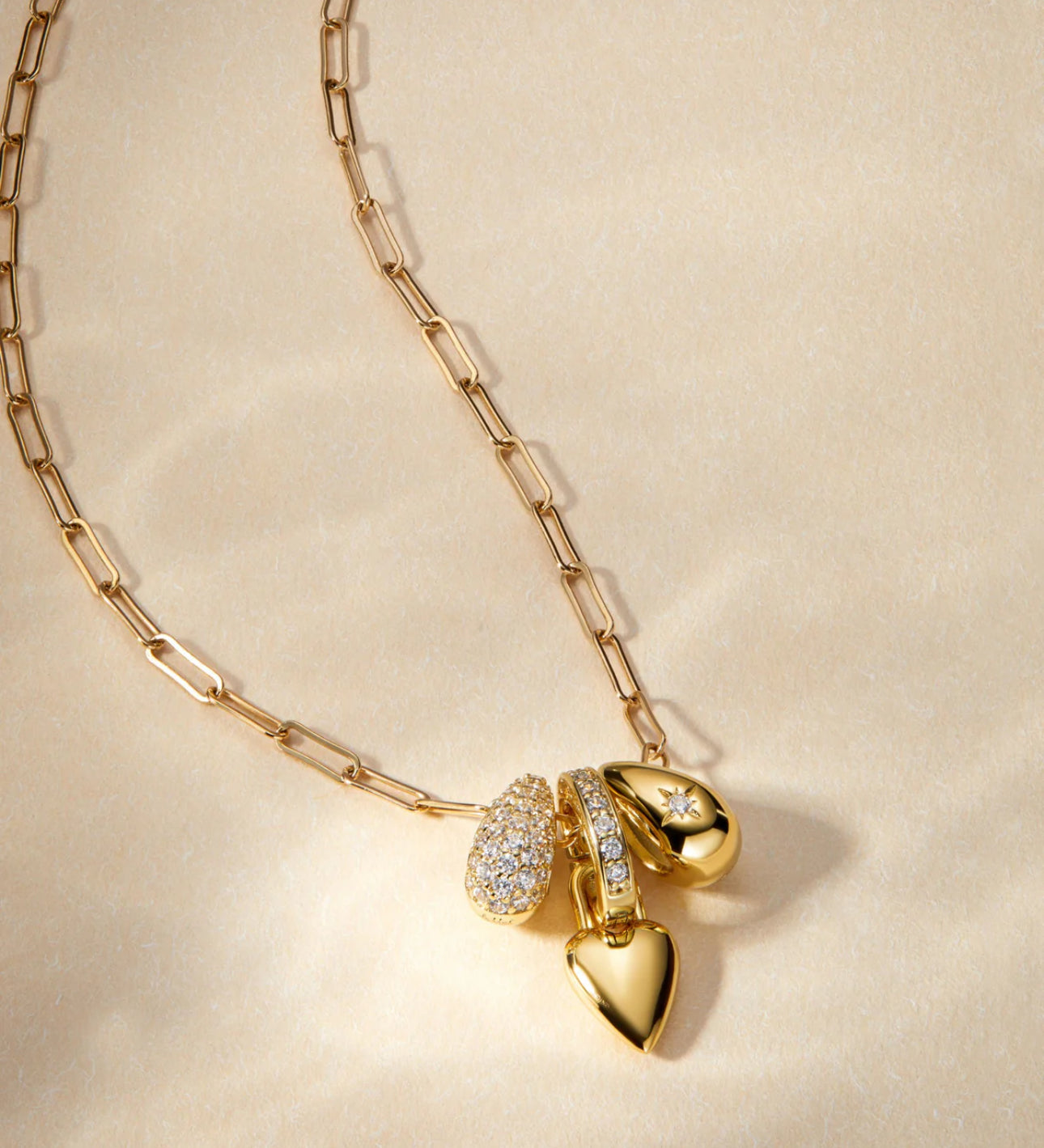 LeMel “Lucy” Heart Charm Necklace-Gold