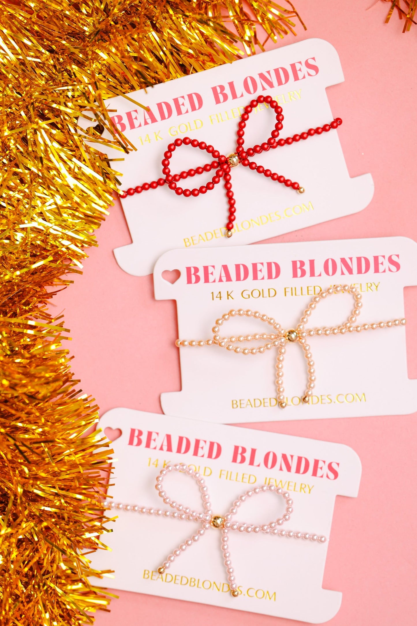 Beaded Blondes "Red Bow" Bracelet-Standard 6.75"