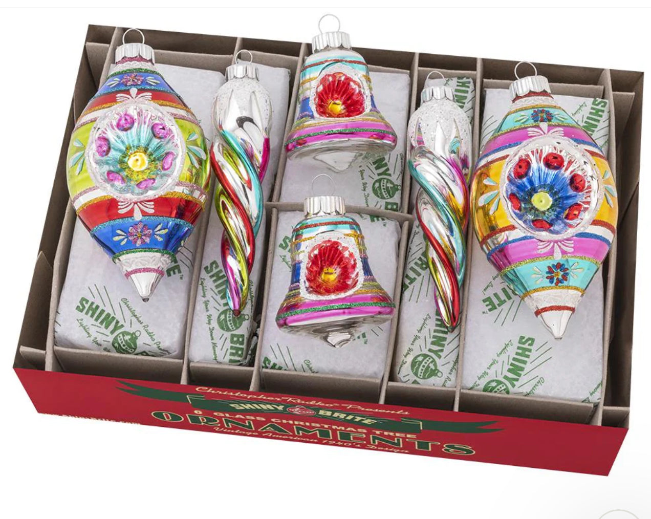 Shiny Bright "Christmas Confetti" 4" Ornaments (Set of 6)