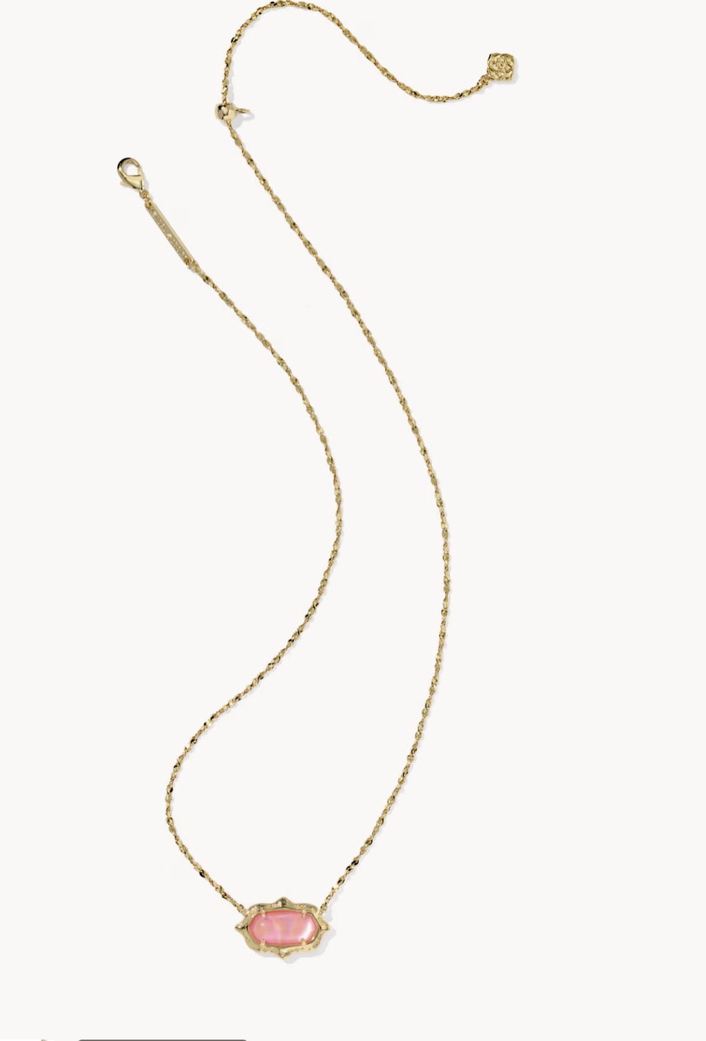 Kendra Scott Elisa Scallop Frame Short Pendant Necklace-Gold Light Pink Iridescent Abalone