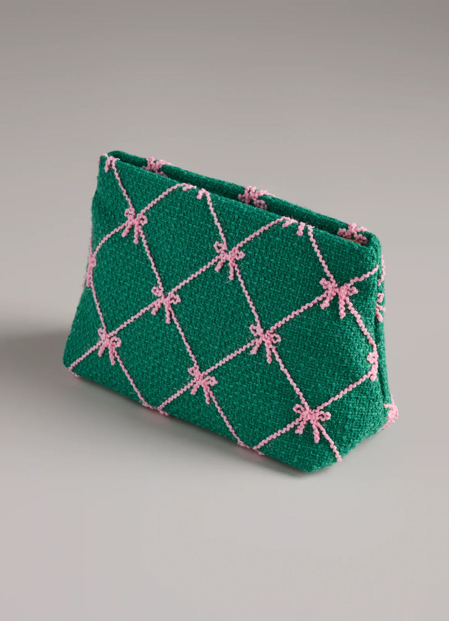 Shiraleah Tinsel Bow Zip Pouch-Green