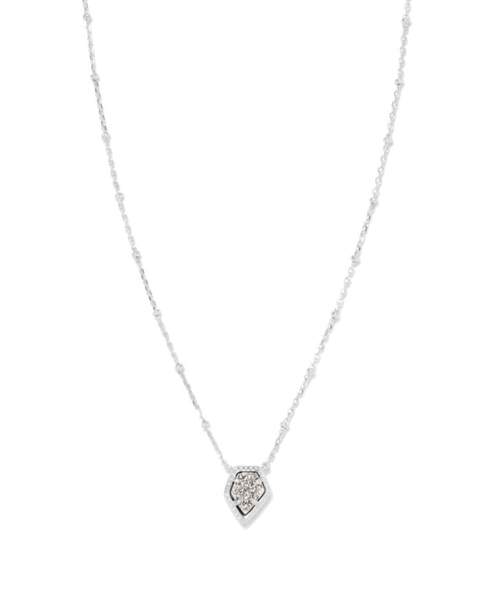 Kendra Scott Framed Tess Satellite Pendant Necklace-Silver Platinum Drusy