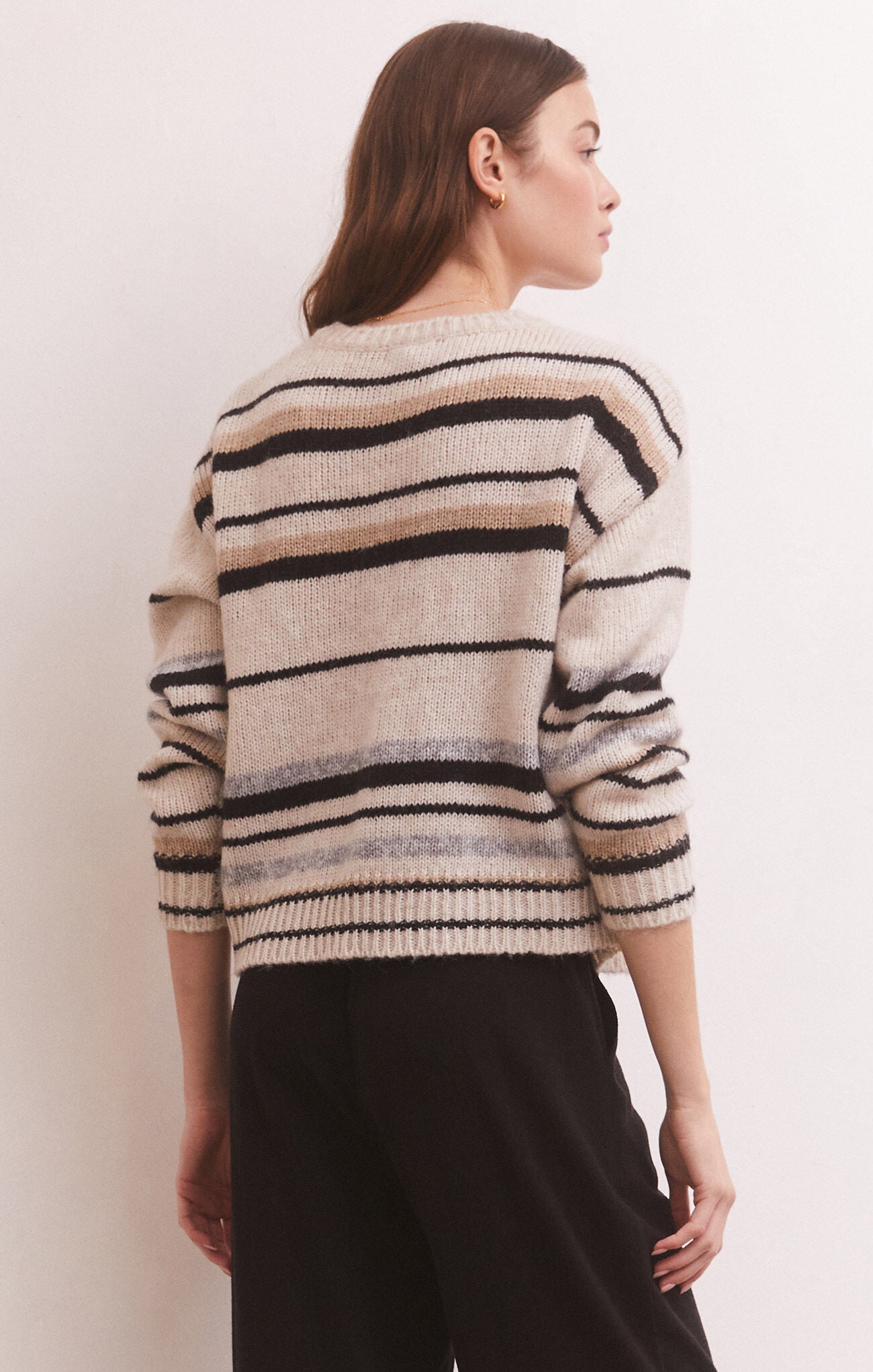 Z Supply Middlefield Stripe Sweater-Light Oatmeal Heather