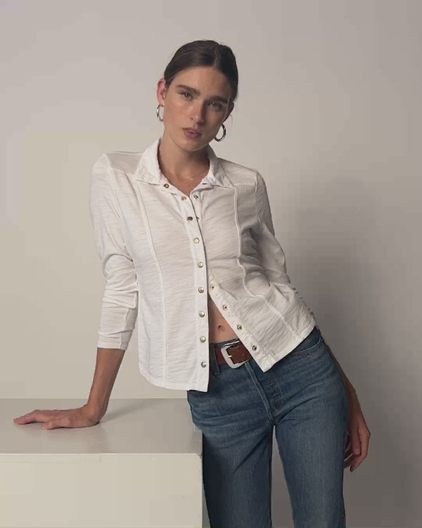 Nation LTD "Jarah" Seamed Button Up-Optic White