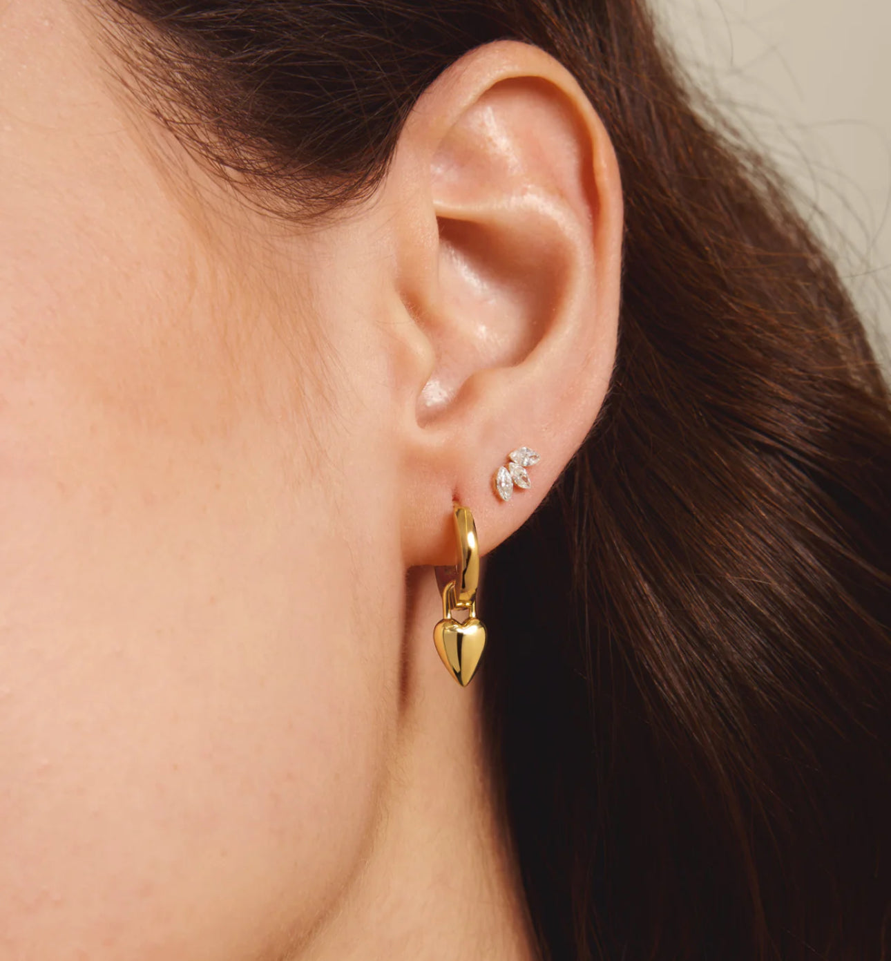 LeMel “Lucy” Heart Charm Huggie Earrings