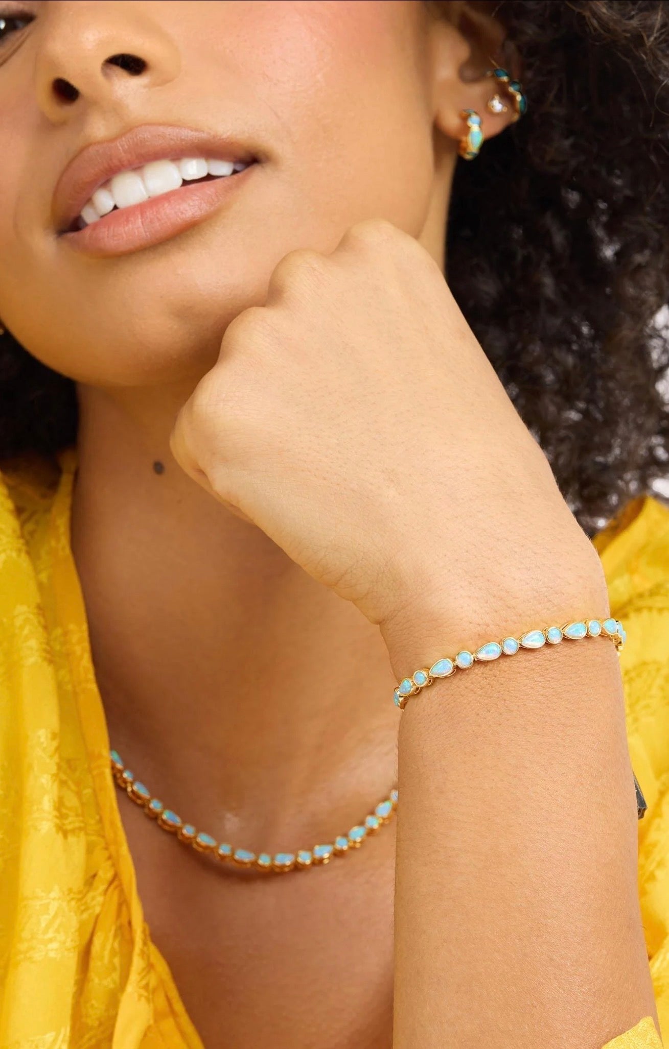 Melinda Maria “Isla” Tennis Bracelet-Gold/Blue Opal